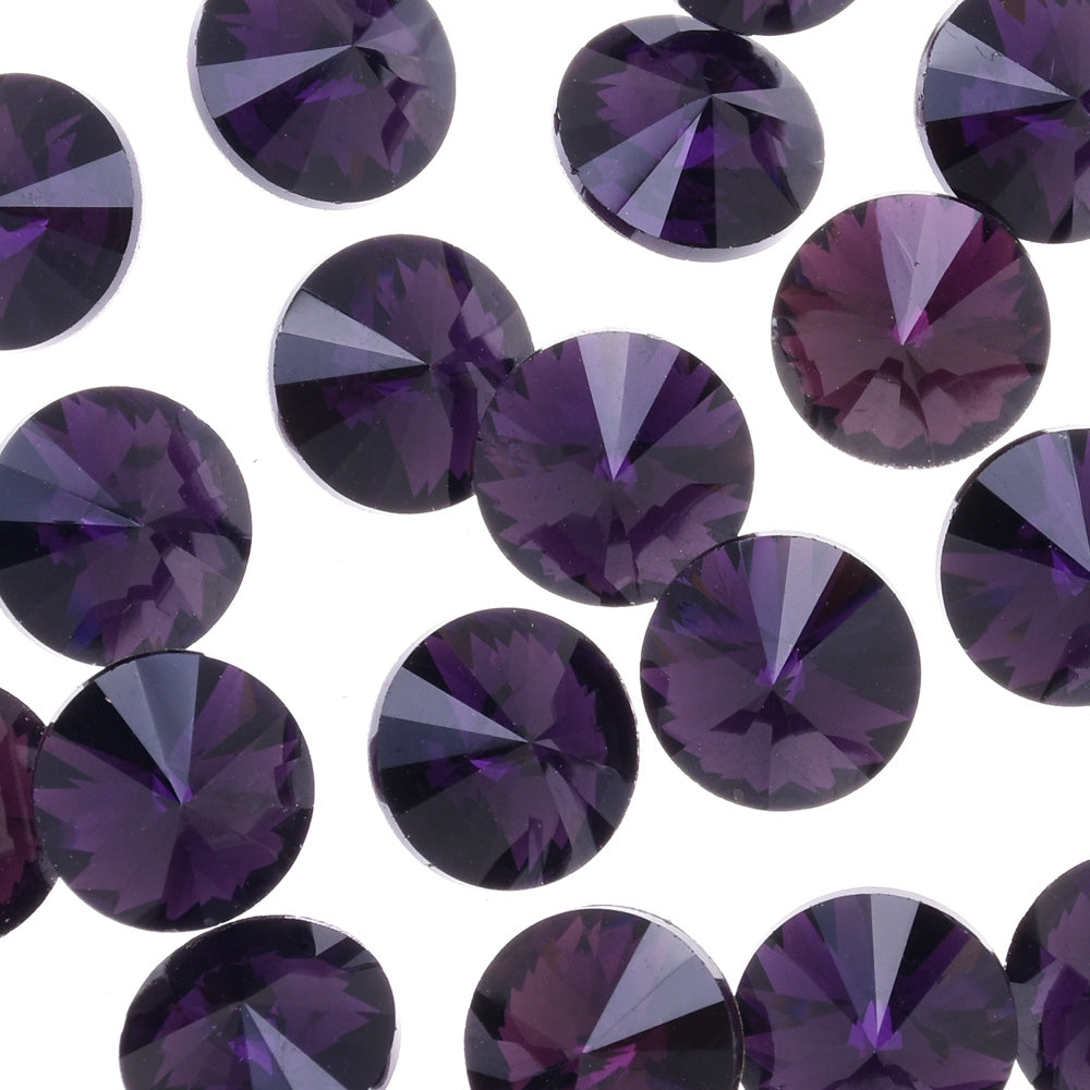 14mm Glass Rhinestones Pointed Back Rhinestones glass crystals beads Satellite stone dark purple 50pcs 10181955