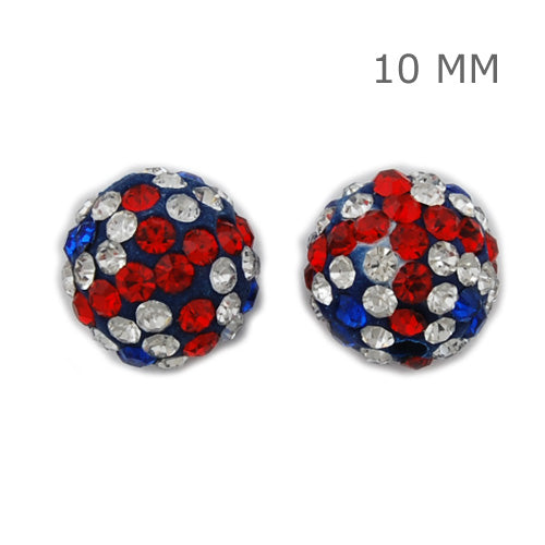10MM Jubilee colours   Pave Crystal Beads,Clay Glue Base,Hole size 1.5mm,Sold 10 PCS Per Package
