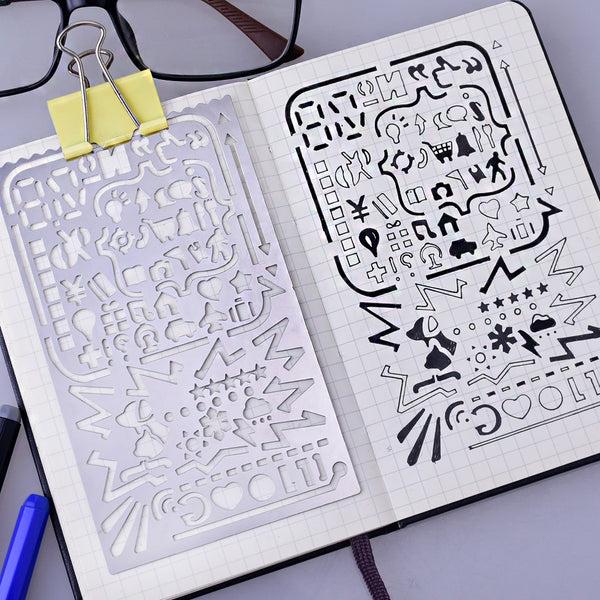 About  3*5" Stainless Steel Bullet journal stencil Drawing Stencil Symbol Stencil pocket stenci Tracker Stencil 1pcs