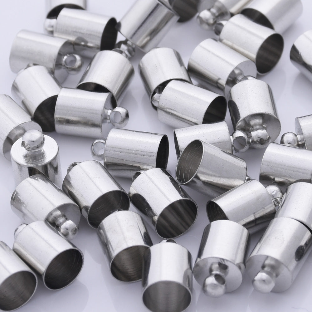 200pcs nickel 6.5mm brass Round Leather Cord Ends Bracelet Cord Tassel Cap End Diy jewelry Findings