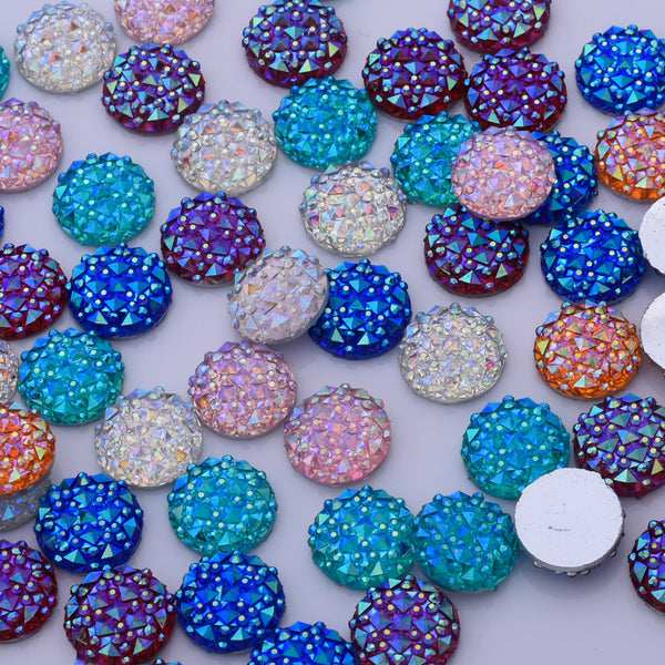 50 round shape 12mm Flat Back Resin Rhinestone Cabochons DIY Jewelry Findings crocodile Cabochons