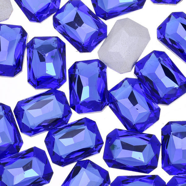 18x25mm Rectangle Pointed Back Rhinestones glass crystals beads wedding diy jewelry blue 50pcs 10183552
