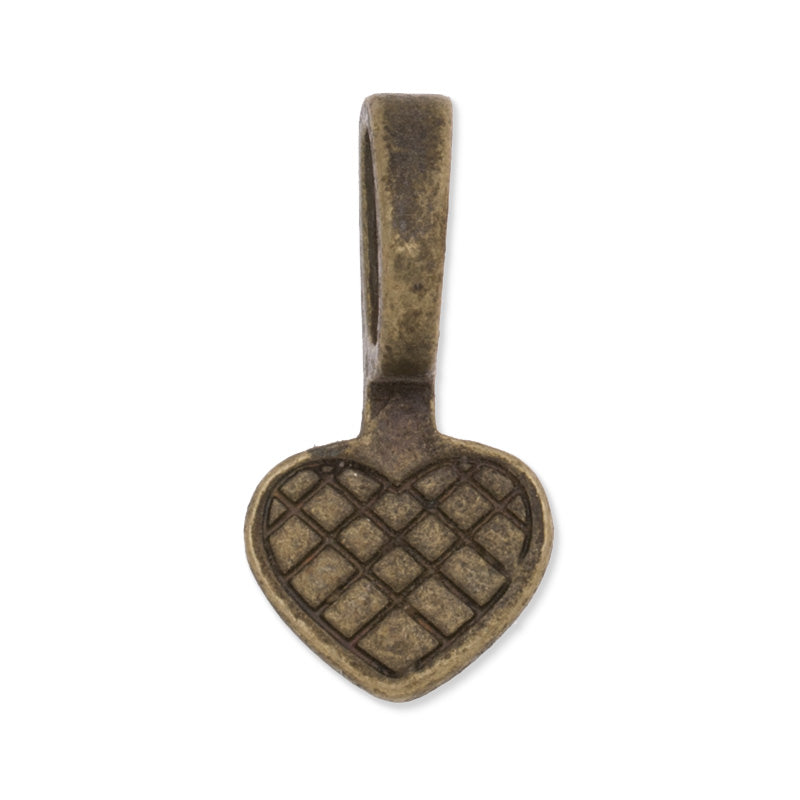 10.5x21mm Vintage Heart Bails,Match Glue On Pendant Bails for Jewelry,Zinc Alloy Filled,Antique Bronze plated,50pcs/lot