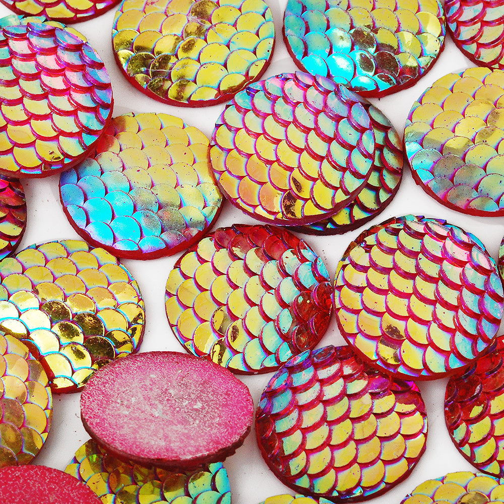 20mm Round Cameo Cabochon,Jewelry Resin Cabochon,Mix Color Cabochon,Fish scale cabochon ,Thickness 3mm,50pcs/lot