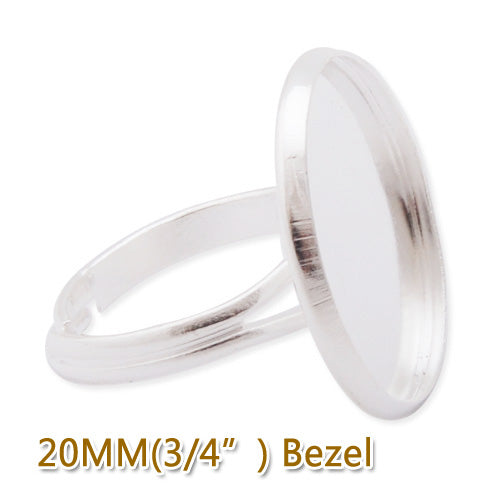 20mm  Round Adjustable Shallow bottom Silver plated Ring Base Setting Pendants With 20 MM round Pad,fit 20mm round glass cabochon,Sold 50PCS Per Package