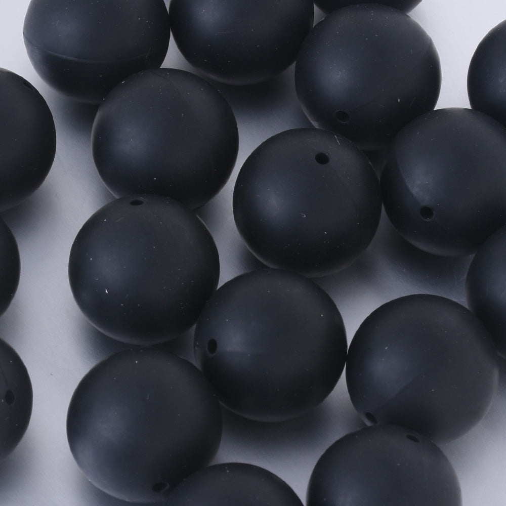 15mm Round Loose Silicone Beads 100% Food Grade Silicone Beads Teething Chew Rosary for Baby & Children black 20pcs