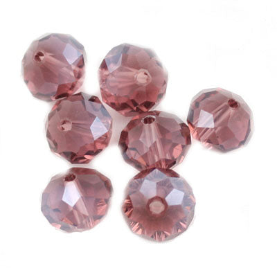 10 MM Rondelle,Rose,Handmade Cut Glass Crystal Beads