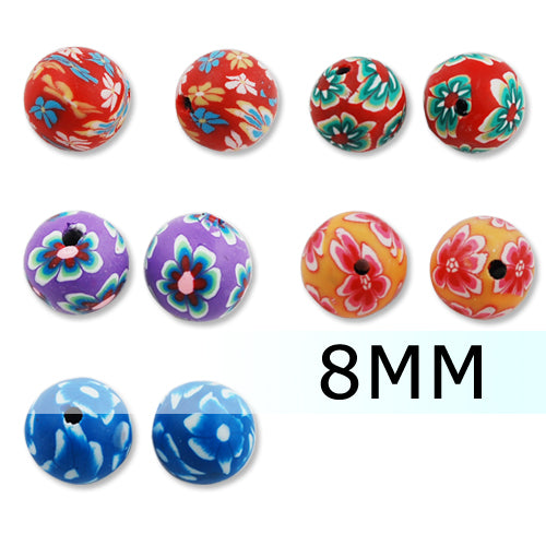 8MM Round Polymer Clay Beads,Mixed Colors,Hole Size 2 MM,Lead Free,Sold 300 PCS Per Package