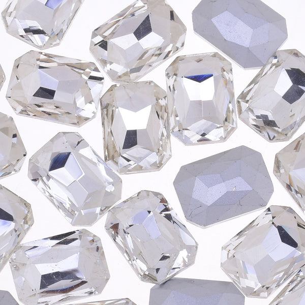 18x25mm Rectangle Pointed Back Rhinestones glass crystals beads wedding diy jewelry clear 50pcs 10183550