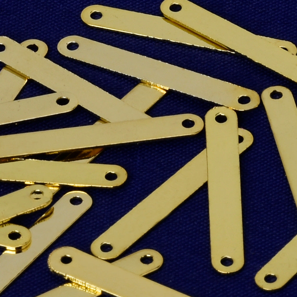 About 22*3MM tibetara® Brass Stamping Blank Bar Charms pendant Ready to stamp blanks with 2 holes DIY Jewelry plated gold 20pcs