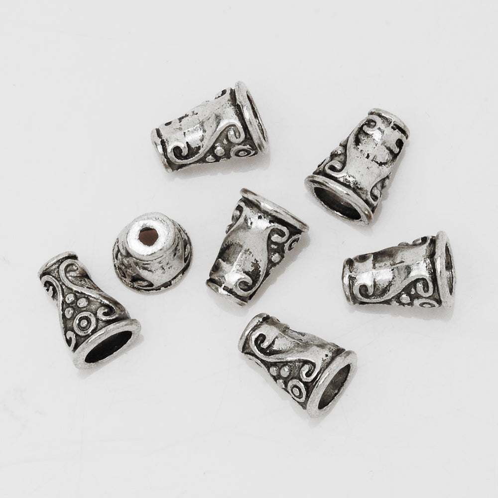 10mm Buddhism Bead Caps,Antique Silver Jewelry Findings,Tube Metal Bead Caps,sold 50pcs/lot