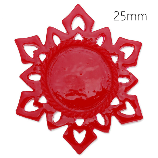 25mm Round frozen pendant blank,Dark red ,Resin filled,20Pieces/lot