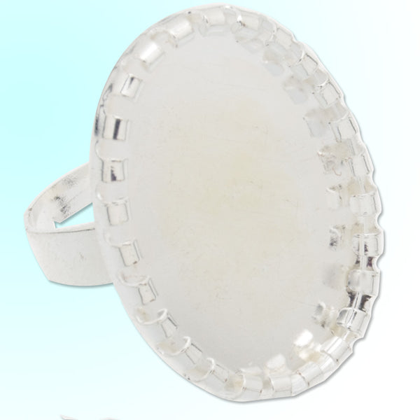 18*25mm Silver Plated Adjustable Oval Ring Blanks Base, Flat Pad ring,Sold 20PCS Per Lot