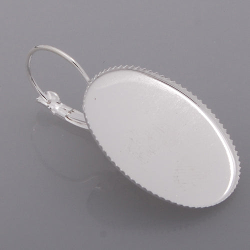 18*25MM Oval Silver Plated Brass French Lever Back Earrings Blank,fit 18*25MM glass cabochons,buttons;sold 50pcs per pkg