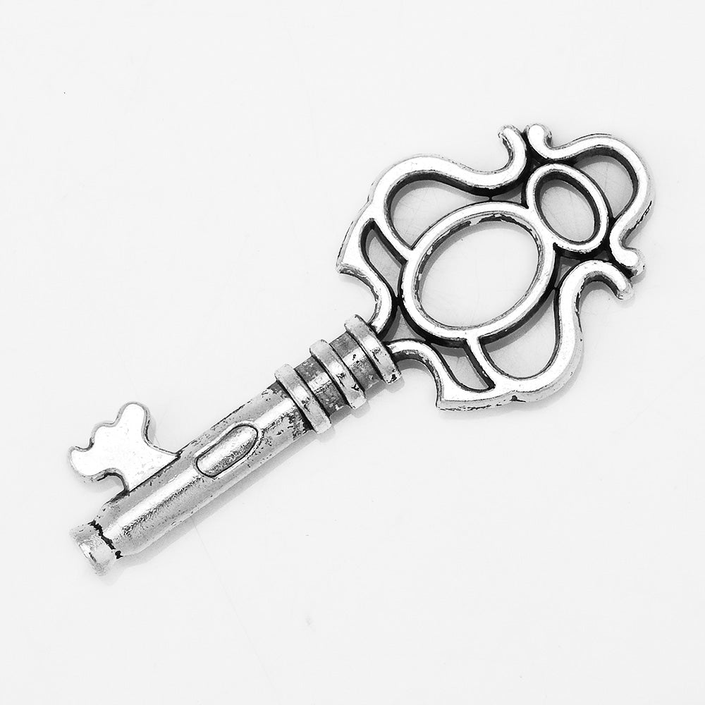 10 Antique silver color Vintage Skeleton Key wholesale key Steampunk Key Charms 19*46mm