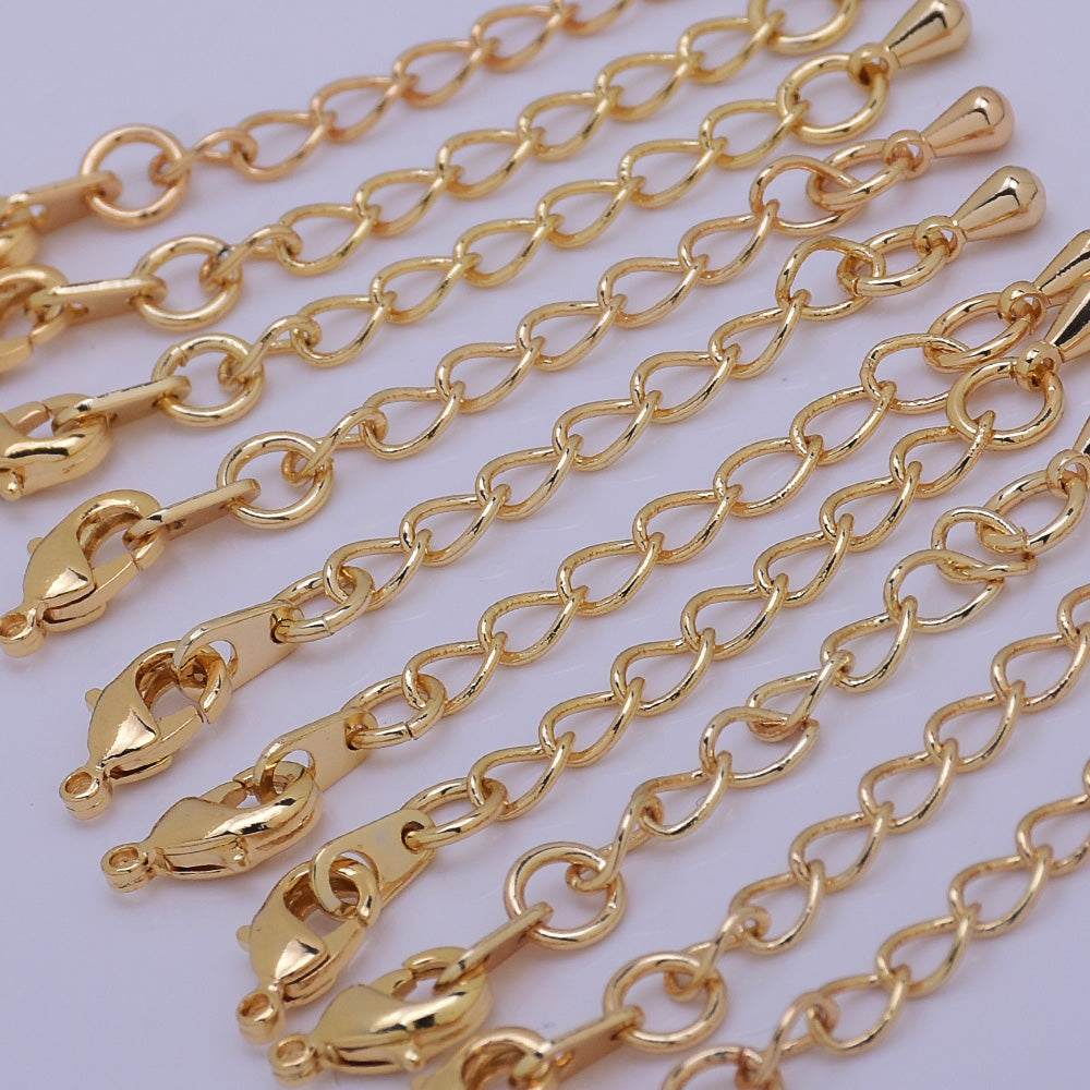 56mm Brass Extension Chain lobster clasps Chain Extender Add-On chain necklace extender bracelet extender 10pcs