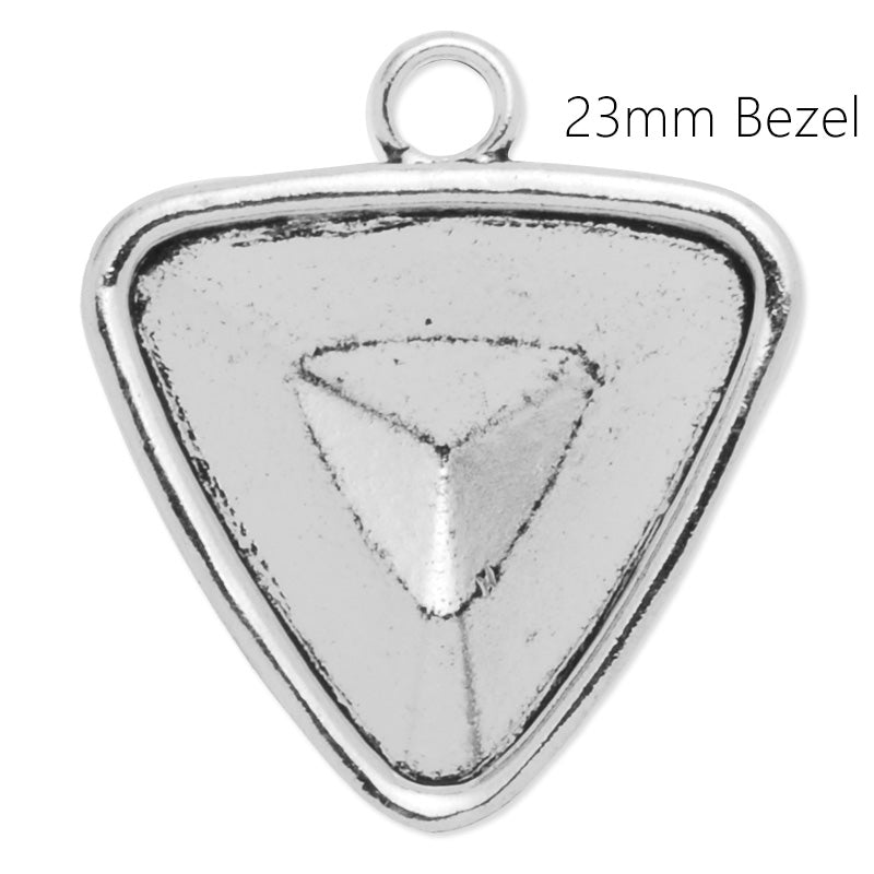 23mm Triangle Swarovski pendant base,Antique Silver Pendant Bezel Blank For Swarovski 4727,sold 5pcs/lot