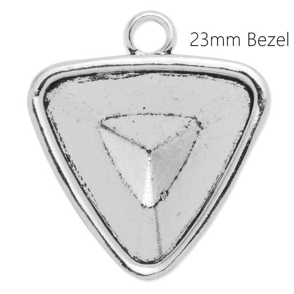 23mm Triangle Swarovski pendant base,Antique Silver Pendant Bezel Blank For Swarovski 4727,sold 5pcs/lot