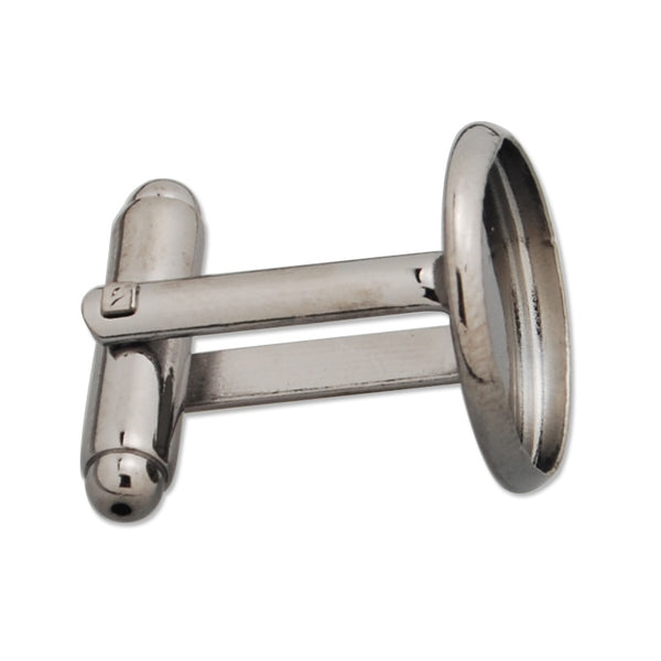 14MM Gun Metal Black Plated Flat Cufflink Blanks with a 14mm Glue Pad,sold 30pcs per lot