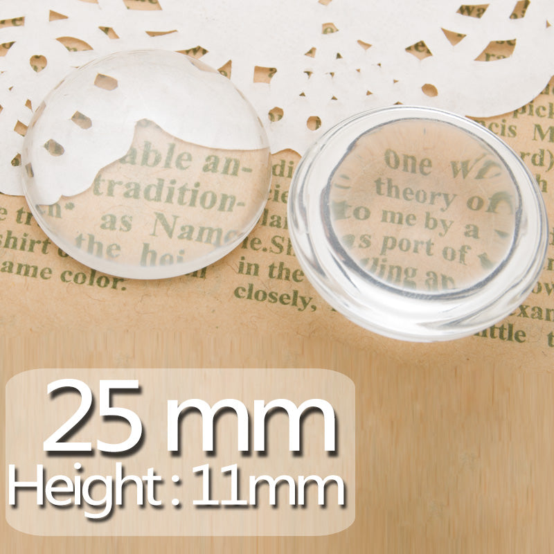 25MM Round Flat Back clear Crystal glass Cabochon,Height:11mm,50 pcs/lot,Top quality