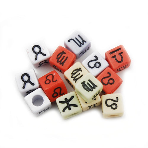 500 Grams 7MM Cube Constellation Beads Acrylic Mixed Constellation,Mixed Color,About 1950PCS Per Pkg