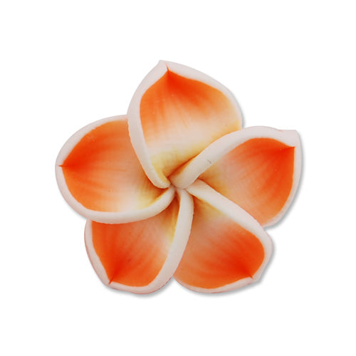 20MM HandMade And Flat Back Polymer Clay Flower Beads,Orange,Side Drilled Hole Size 2.5MM,Lead Free,Sold 100 PCS Per Package