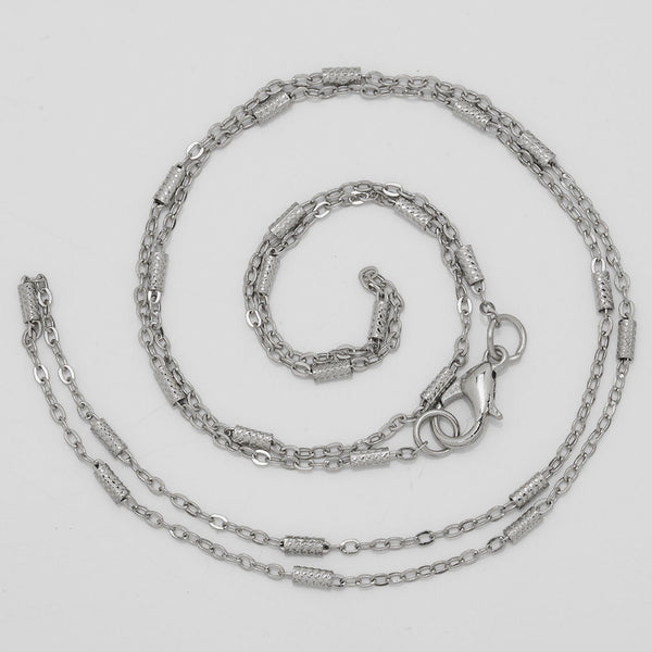 1.5mm brass tube Finished chain, Necklace Chain with Lobster Claw Clasp,Length 24" Jewelry Findings Wholesale Bulk Nickel Color 10PCS