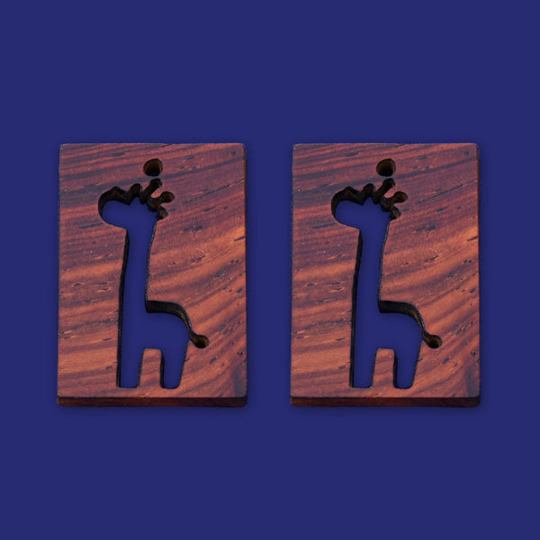 1 Rectangular frame giraffe 34.5x24x4mm wooden pendant Resin Setting Blanks handmade wood resin jewelry