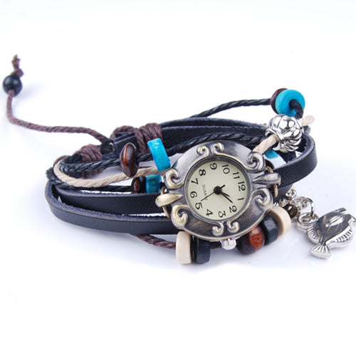 2013-2014 Fashion Women Watch Bracelet Watches Retro Style Leather Handmade Antique Multilayer,sold 10pcs per pkg