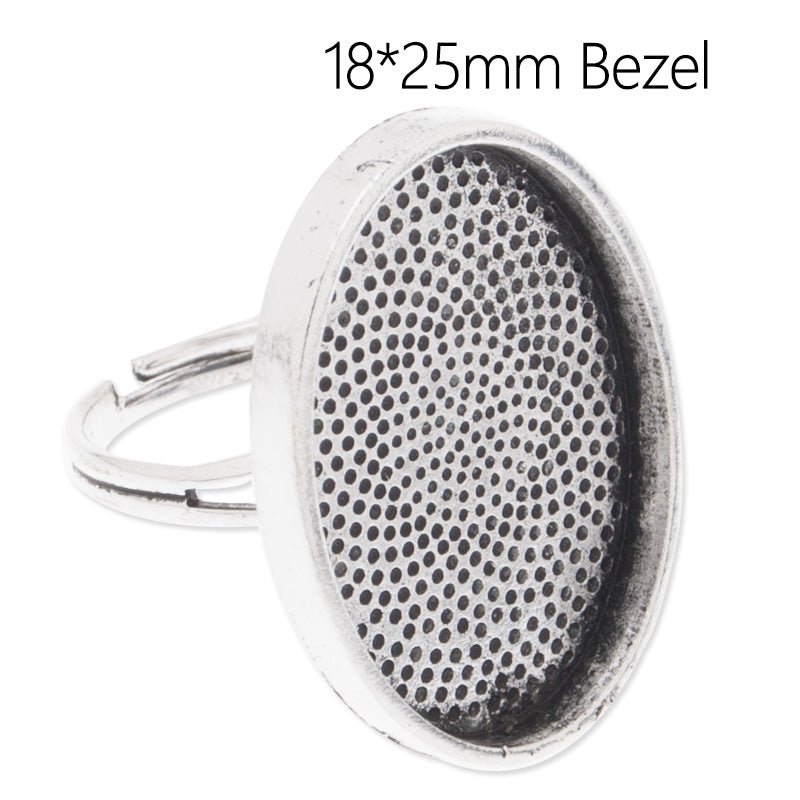 Adjustable Ring with 18x25mm Oval Bezel,Zinc Alloy Filled,Antique Silver plated,20pcs/lot