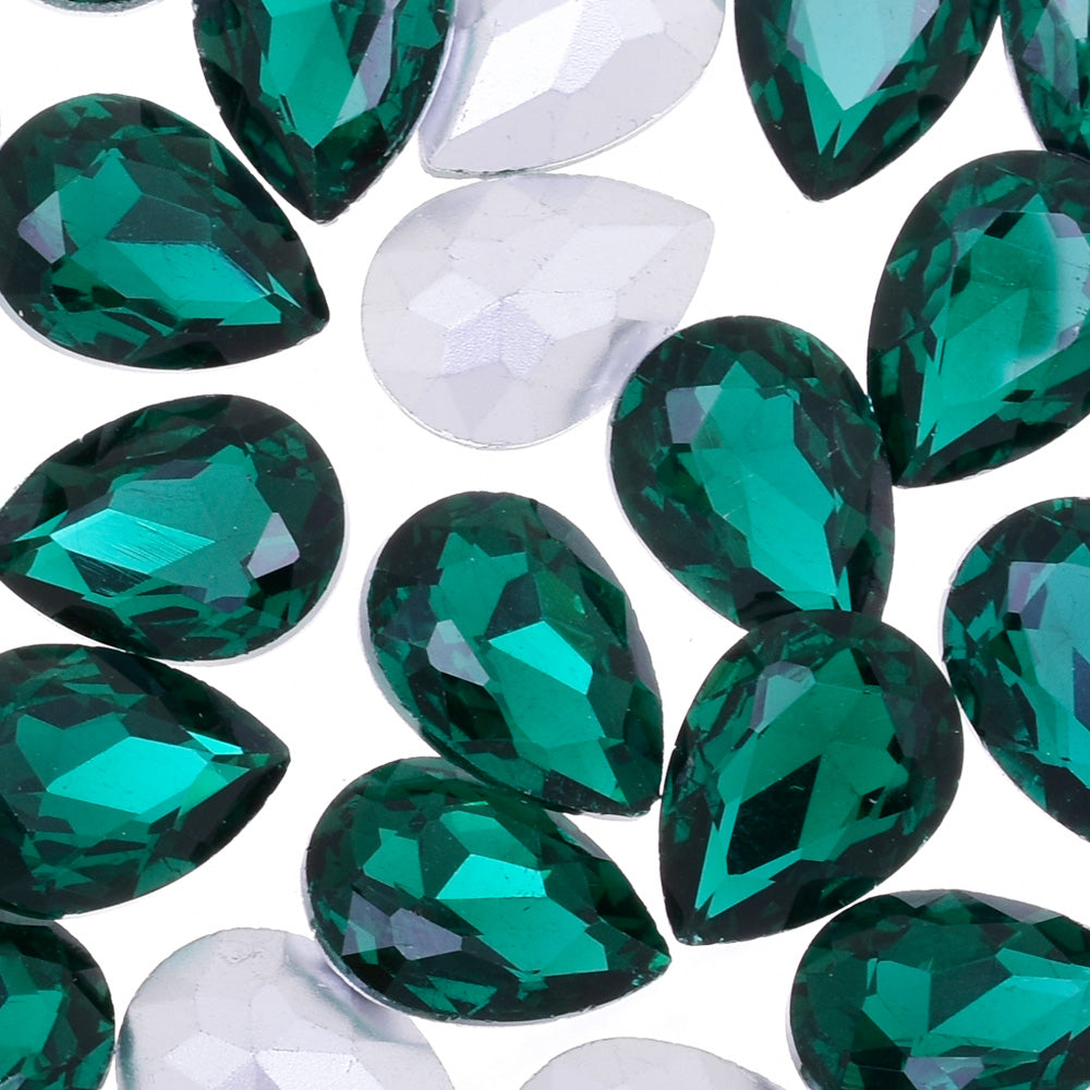 18x25mm Teardrop crystal Pointed Back Rhinestones Glass Crystal dress jewellery making shoes green 50pcs 10184353