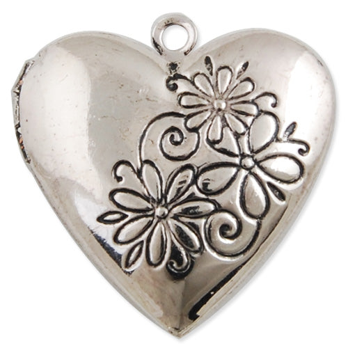 26*25mm Antique Silver Heart Lockets Pendant Victorian Style,Sold 20 pcs per pkg