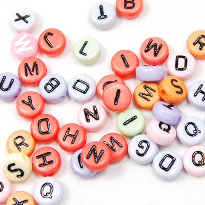 4*7MM Dish Alphabet Beads Acrylic Mixed Alphabet,Mixed Colors,Sold per PKG of 3600 PCS
