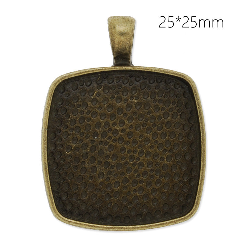 25x25mm Antique Bronze plated irregular square Zinc Alloy Cabochon Base Setting Pendants,cabochon bezel settings, 20 pieces/lot