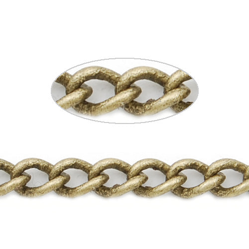 4.8MM*3.2MM Brass Antique Brozen Plated Twist Oval Chain,Handmade,Sold 25 Meters Per Roll