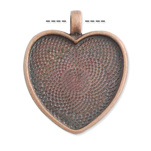 25 MM  Heart Cameo Cabochon Base Setting Pendants,Antique Copper Plated,Sold 20 PCS Per Package