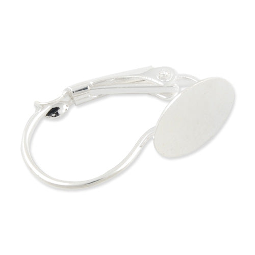 Silver plated French Lever Back with a 10mm blank Pad