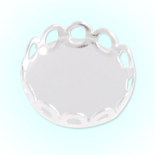 12mm Silver Plated Lace Edge Copper Base,Tie Tac Clutch with 12mm Round Bezel Cup,sold 50pcs per pkg