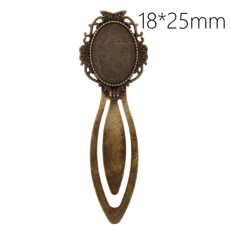 High Quality Vintage Antiqued Bronze Owl Bookmark with 18x25mm oval Bezel,length:87mm,10pcs/lot