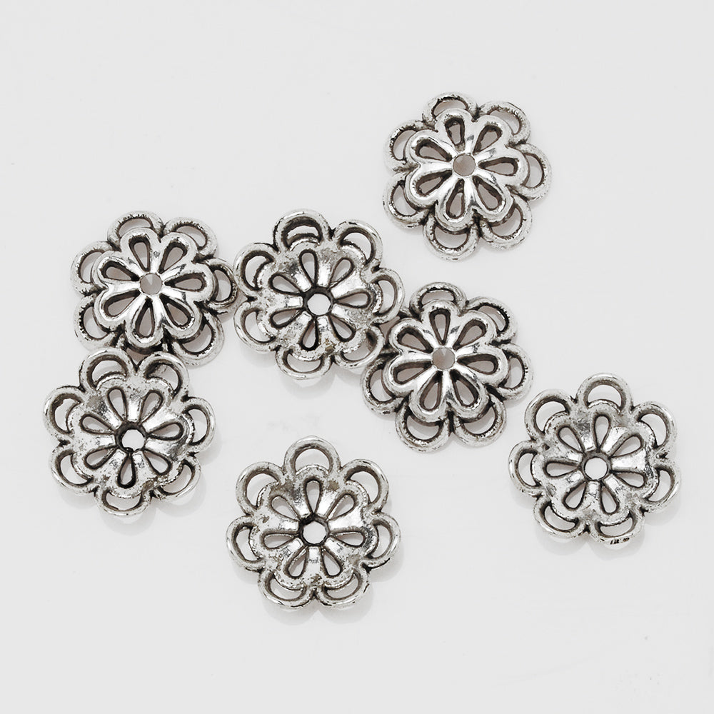 15 mm Flower Bead Caps,Antique Silver  Diy Charm Beads Cap,Bulk caps,Thickness 4.5mm,sold 50pcs/lot