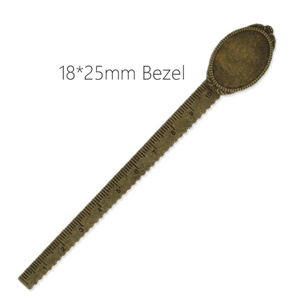 Antique bronze plated ruler with 18x25mm bezel,length is 134mm,stationery ruler,alloy filled, bookmark,10pieces/lot