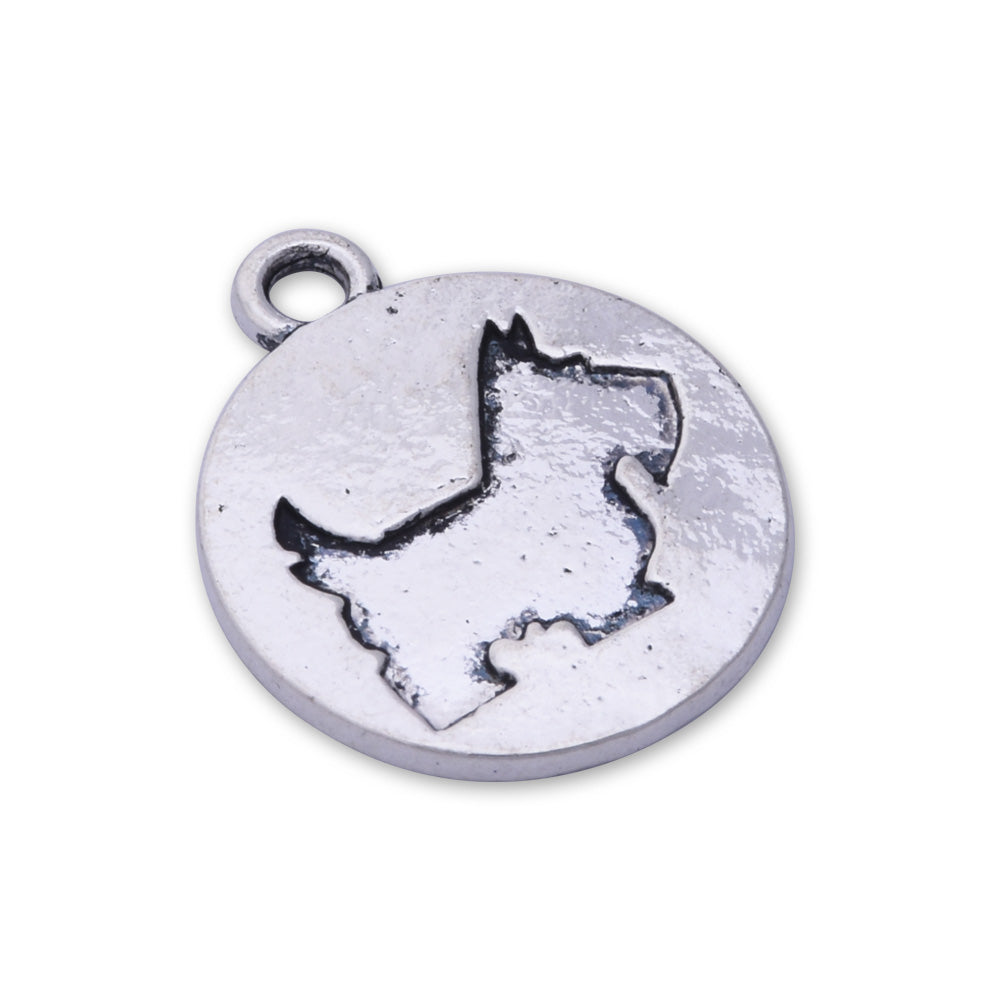 20 Antique Silver 16mm Round Puppy Charm  Pendants Puppy Tag Jewelry Making Findings Simple Gift