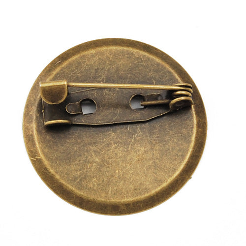 24mm Iron Brooch Back Base Safety Pin with Round Flat Pad,Sold 100 PCS per pkg