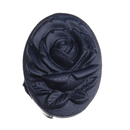 18*25MM Oval Rose Resin Flatback Cabochons,Black;sold 50pcs per pkg