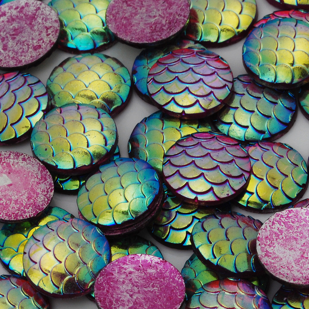 12mm Purple Cameo Round Cabochon,Jewelry Resin Fish Scale Cabochon,Thickness 2.5mm,50pcs/lot