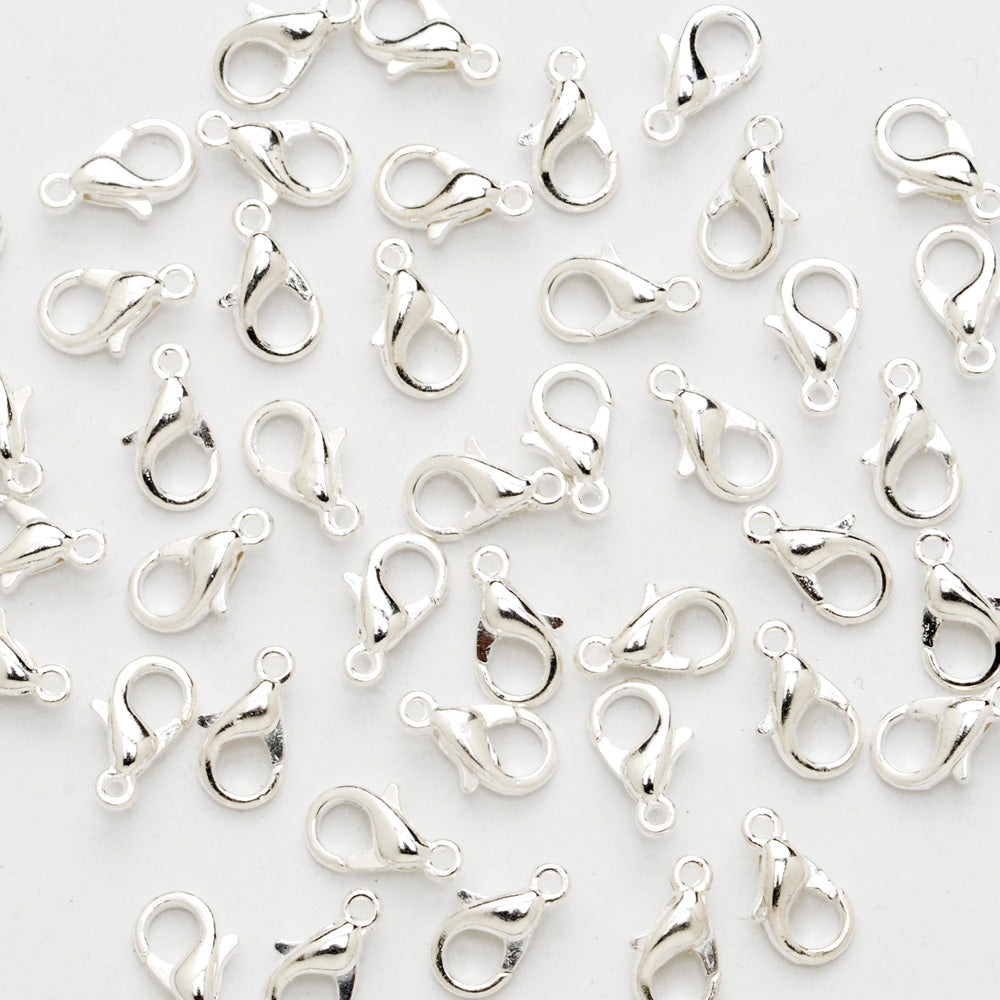 14mm lobster clasp alloy lobster clasps metal clasps necklace bracelet making supplies ,silver 100pcs