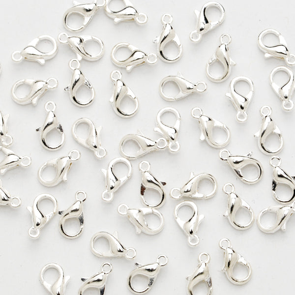 12mm Alloy Lobster Clasps Fastener Hooks Jewellery-making,silver 100pcs