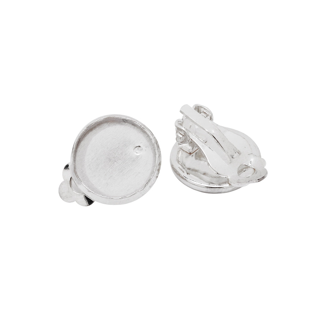 12mm Silver Plated Metal Blank Earring Clip Base,Earring Clip Blanks,Cabochon base earring clip,50pcs/lot