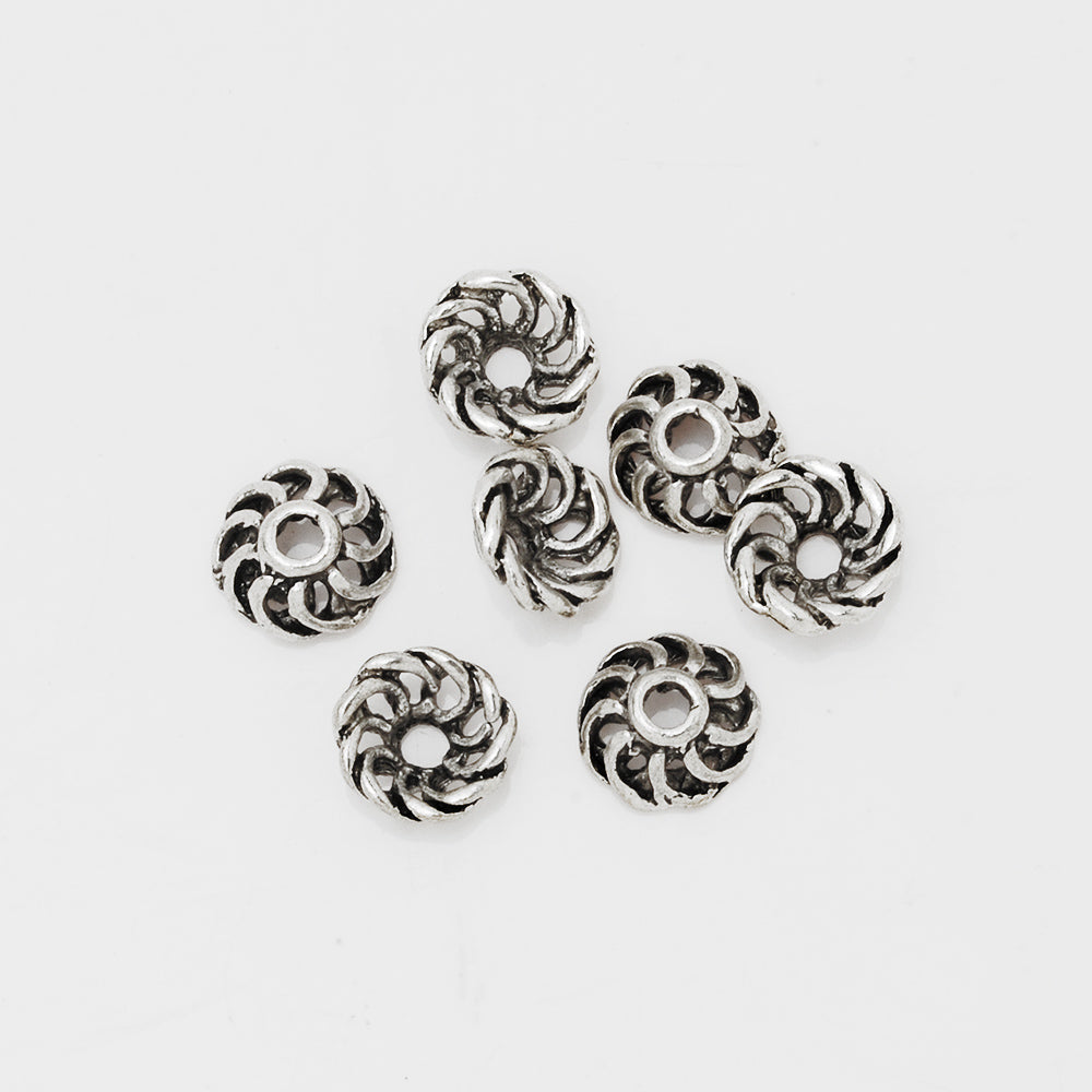 8mm Antique Silver Vintage Buddhism Caps,Diy Jewelry Findings,Charm Bead Caps,sold 50pcs/lot