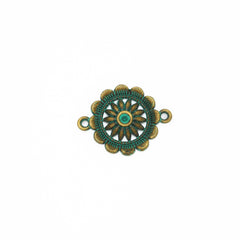 28*22mm Flower Verdigris Patina Connectors,Metal Charms Pierced,Double Handing,Thickness 3mm,20pcs/lot
